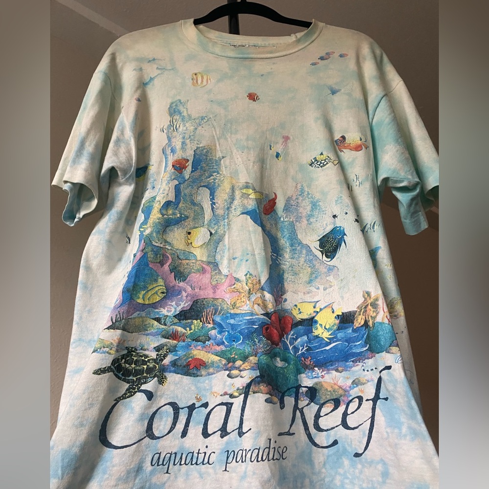 Vintage coral Reef Liquid Blue All over print Tee